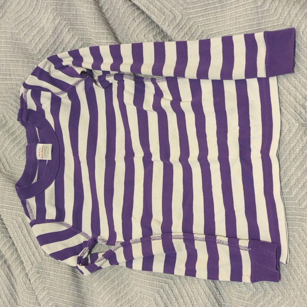 Hanna Anderson purple and white pajama long John top only 130